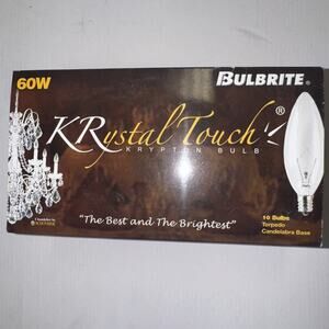 10x Bulbrite KR60ctc/32 60w Krystal Touch Flame Tip Chandelier Bulb Candelab